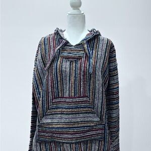 Earth Ragz Baja Hoodie XL / Woven Boho Drug Rug Festival Pullover